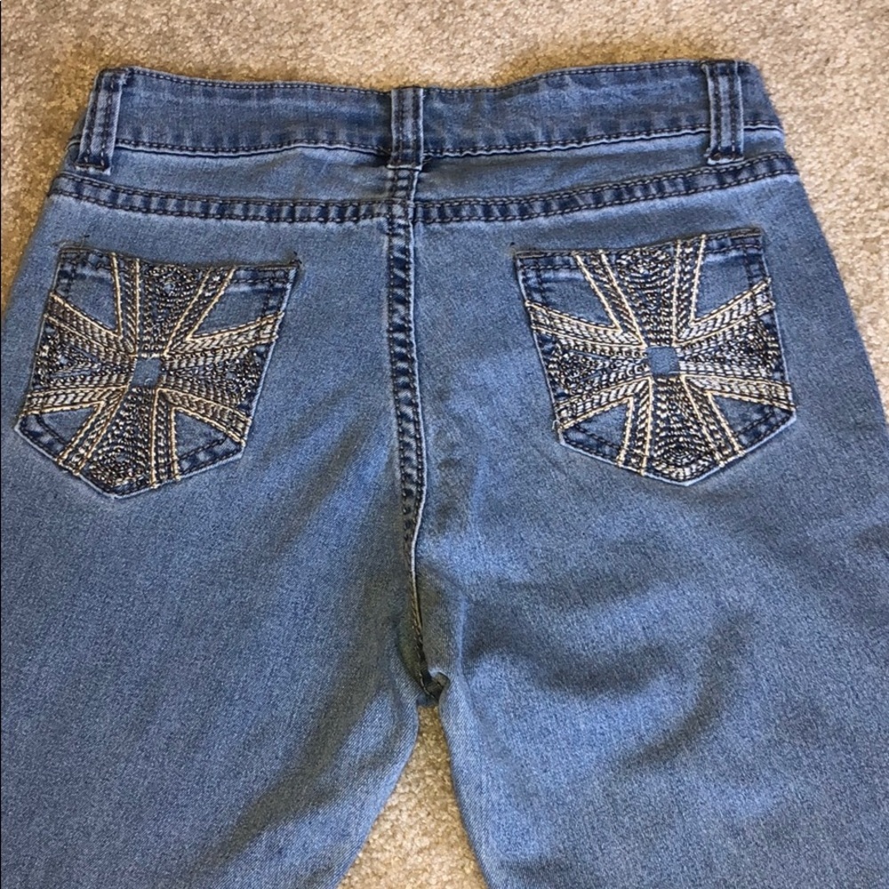 Embellished blue jeans